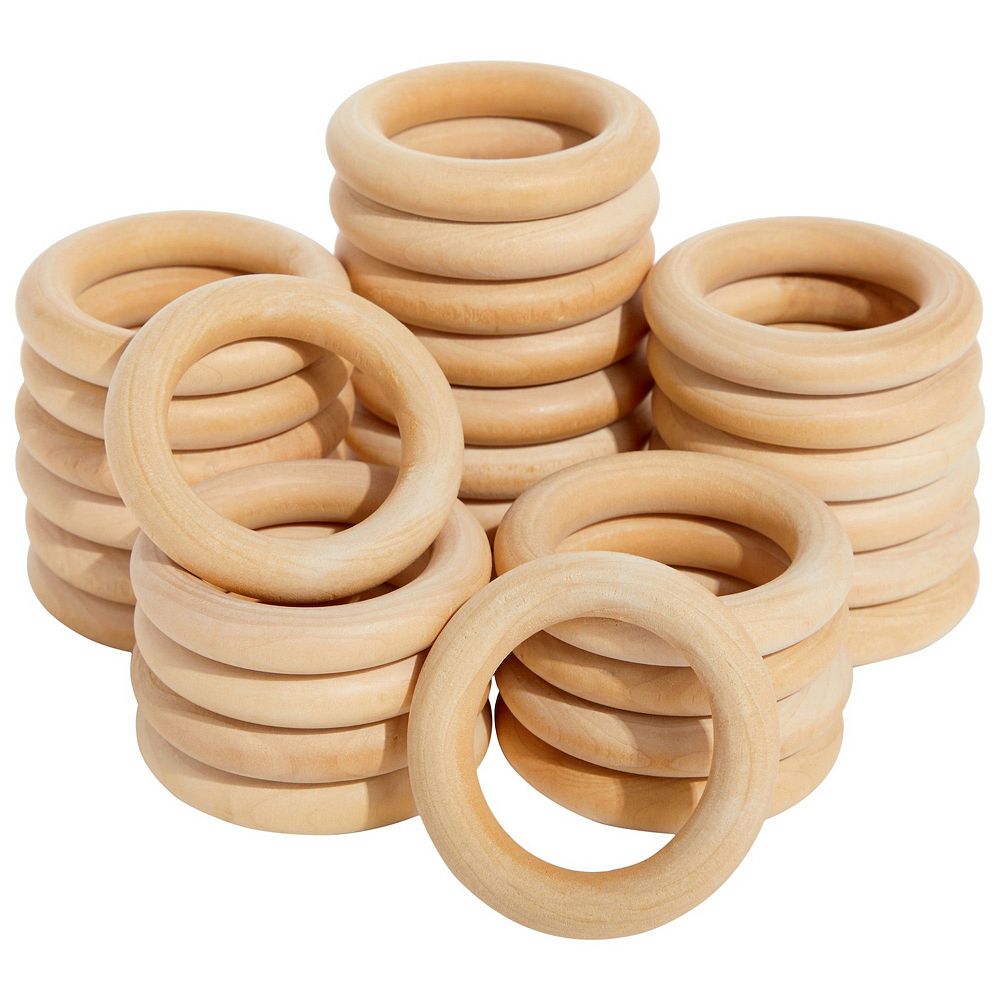 30 Pack 3 Inch Wooden Rings For Crafts, Macrame, Crochet, Diy Jewelry ...