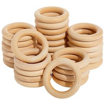 30 Pack 3 Inch Wooden Rings For Crafts, Macrame, Crochet, Diy Jewelry Making