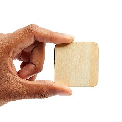 60 Pc 2x2 Unfinished Wood Squares For Crafts, Tile Pieces With Rounded Corners