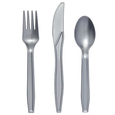 144 Piece Silver Party Supplies And Decorations For Wedding, Birthday, Serves 24