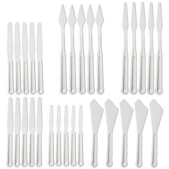 25 pc Plastic Palette Knives For Painting, Assorted Sizes Acrylic Paint Set