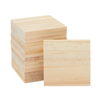 15x Unfinished Wooden Square Cutout Coaster For Diy Craft, Wood Burning 3x3 Inch