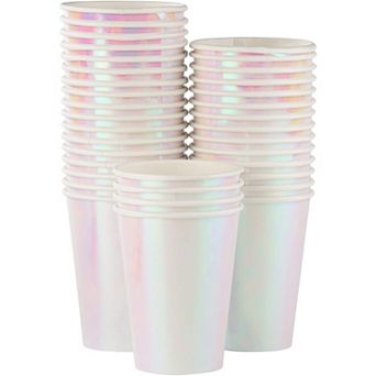 36-pack Iridescent Party Supplies - 12 Oz Holographic Disposable Paper Cups