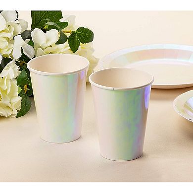 36-pack Iridescent Party Supplies - 12 Oz Holographic Disposable Paper Cups