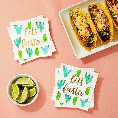 50 Pack Cocktail Fiesta Napkins, Cinco De Mayo Fiesta Party Decorations, 5 X 5"