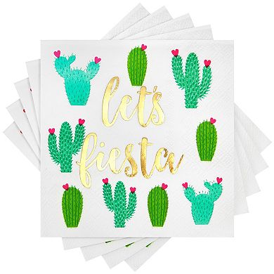 50 Pack Cocktail Fiesta Napkins, Cinco De Mayo Fiesta Party Decorations, 5 X 5"