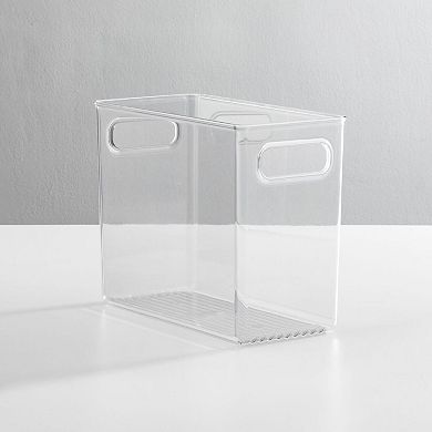 mDesign Tall Plastic Bathroom Organizer Bin with Built-In Handles, 8 Pack, Clear
