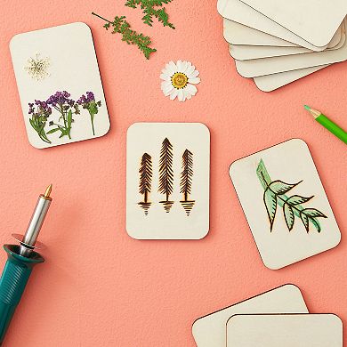 36 Pack Unfinished Wood Cutouts For Crafts, Rectangle Wooden Slices, 3.5 X 2.5"