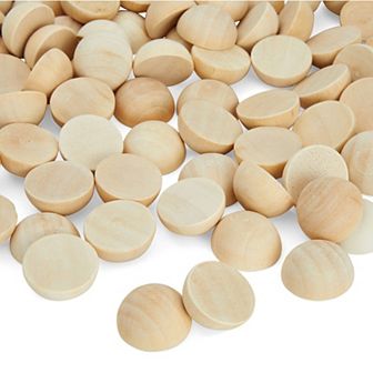 100 Pack Half Wooden Spheres For Crafts, 1-inch Split Wood Balls For Home Decor