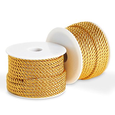 36 Total Yards 5mm Twisted Gold Cord For Crafts, Gold Rope Ribbon, 18 Yards/roll