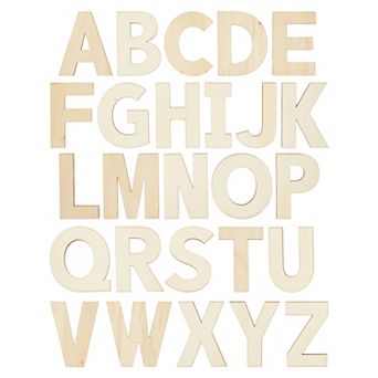 36x Unfinished Wooden Alphabet Letters Cutout W/ Extra 2 Set Vowels For Diy, 6"