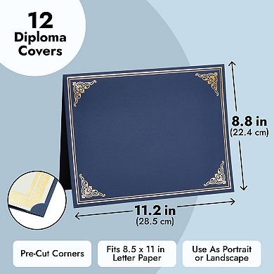 12-pack Navy Blue Certificate Holders - Use As Award, Diploma Cover, Letter-size