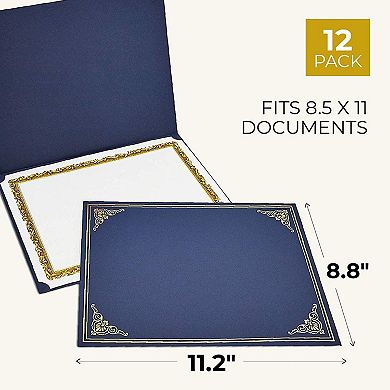 12-pack Navy Blue Certificate Holders - Use As Award, Diploma Cover, Letter-size