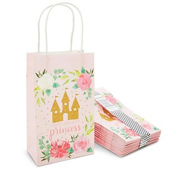 Pink Princess Castle Paper Birthday Party Gift Bags (9 X 5.3 in 24 pc
