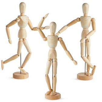 3 Pack Drawing Mannequin, Wooden Figure Model For Home Decor, 13"