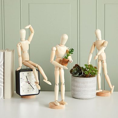 3 Pack Drawing Mannequin, Wooden Figure Model For Home Decor, 13"