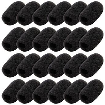 24 Pack Mini Foam Windscreen For Headset Microphone, Lavalier Mic, 0.8 in Black