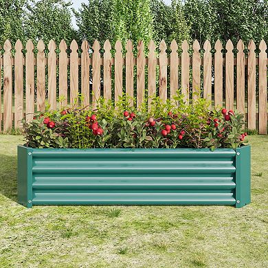 Hivvago Rectangular Metal Raised Planter Outdoor Garden Plant And Vegetable Bed