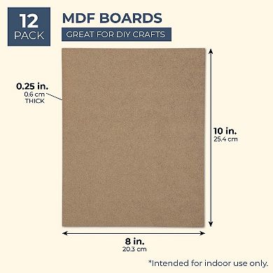 0.25" Thick Mdf Chipboard Sheets For Arts And Crafts, 8 X 10 In, 12 Pack