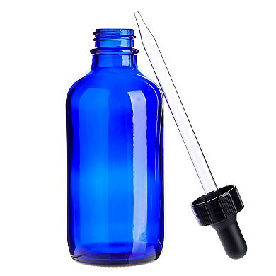 24 Count 4 Oz Blue Glass Dropper Bottles & 6 Funnels For Essential Oils, 120 Ml