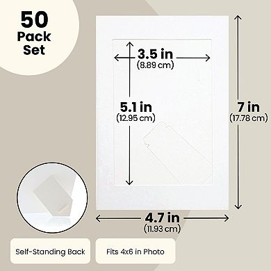 50 Pack Cardboard Picture Frames With Easel Stand, White, 4x6 In