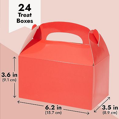 24-pack Treat Boxes Candy Gable Boxes For Party Favors (red, 6.2x3.5x3.6 In)