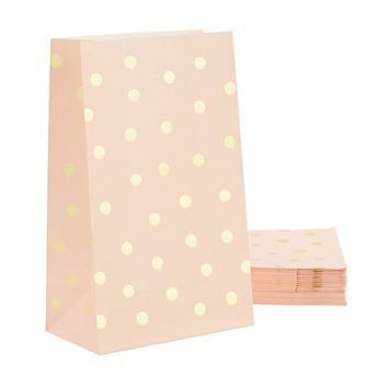 24 Pack Pink And Gold Favor Bags For Baby Shower, Birthday Party, 5.5x8.6x3 In