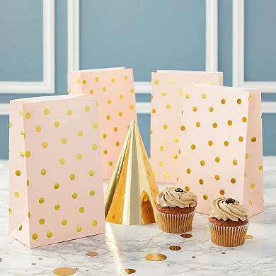 24 Pack Pink And Gold Favor Bags For Baby Shower, Birthday Party, 5.5x8.6x3 In