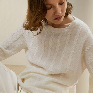 Lilysilk Women's Semi-sheer Cable-knit Sweater