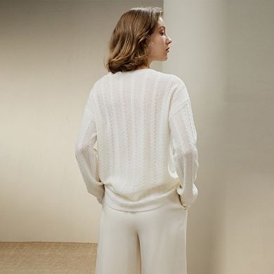 Lilysilk Women's Semi-sheer Cable-knit Sweater