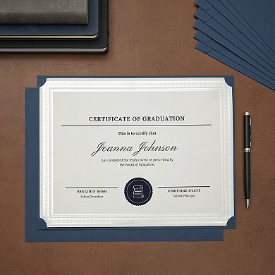 48-pack Single Sided Award Certificate Holders (fits 8.5x11, Navy Blue)