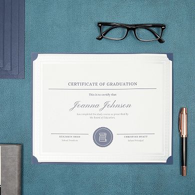 48-pack Single Sided Award Certificate Holders (fits 8.5x11, Navy Blue)