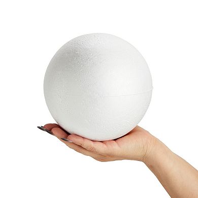 2 Pack Large Foam Balls For Crafts, 6 Inch Solid Polystyrene Spheres, White