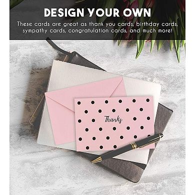48 Pack Blank Pink Cards With Envelopes Set, 4x6 Greeting Cards For Invitations