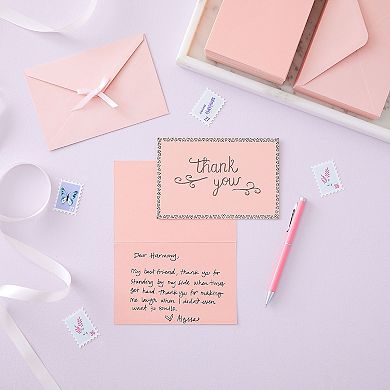 48 Pack Blank Pink Cards With Envelopes Set, 4x6 Greeting Cards For Invitations