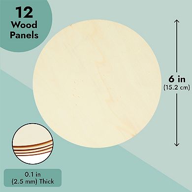 12 Pack 6 Inch Unfinished Wood Circles For Crafts, Engraving, Round Wooden Discs