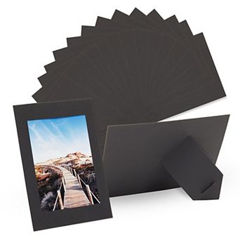 50 Pack Black 4x6 Cardboard Photo Frames With Holder, Paper Picture Easels