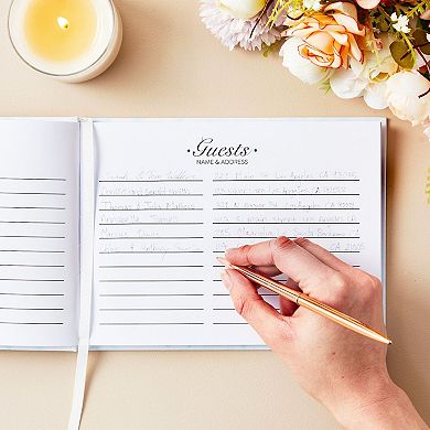 Floral Guest Book for Reception with 56 Sheets/112 Pages (8x6 in)