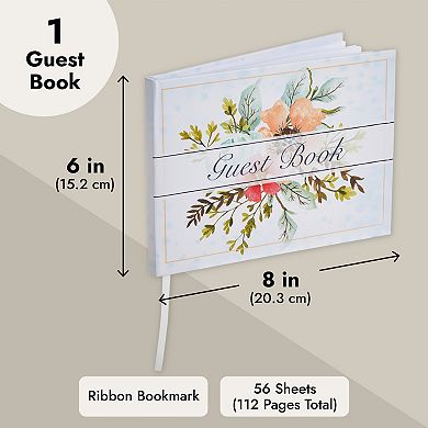 Floral Guest Book for Reception with 56 Sheets/112 Pages (8x6 in)