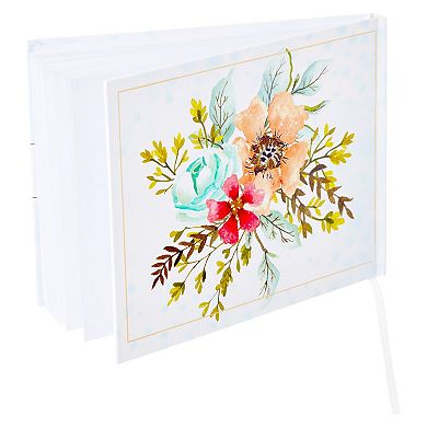 Floral Guest Book for Reception with 56 Sheets/112 Pages (8x6 in)