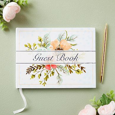 Floral Guest Book for Reception with 56 Sheets/112 Pages (8x6 in)