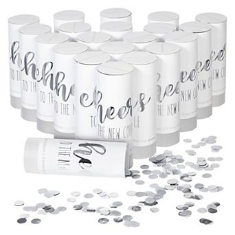 20-pack Silver Foil Confetti Party Shakers For Wedding Reception, White