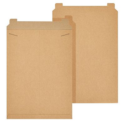 25 Pack Rigid Mailers That Stay Flat, Brown Cardboard Envelopes, 13x18 In