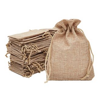 100 Pack Burlap Drawstring Gift Bags, Jewelry Pouch, 3.7 X 5.5 In