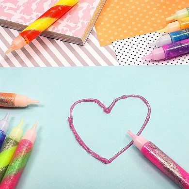 72-pack Art Glue With Glitter Gel Pens, 12 Rainbow Swirl Colors (0.35 Oz Each)