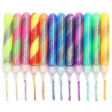 72-pack Art Glue With Glitter Gel Pens, 12 Rainbow Swirl Colors (0.35 Oz Each)