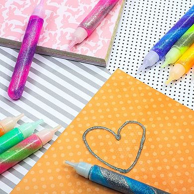 72-pack Art Glue With Glitter Gel Pens, 12 Rainbow Swirl Colors (0.35 Oz Each)
