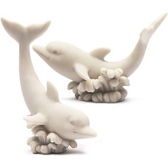 2 Pack Polyresin Unpainted Dolphin For Home Décor And Ocean Lovers, 3.5" X 5"