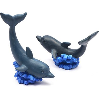 2 Pack Polyresin Unpainted Dolphin For Home Décor And Ocean Lovers, 3.5" X 5"