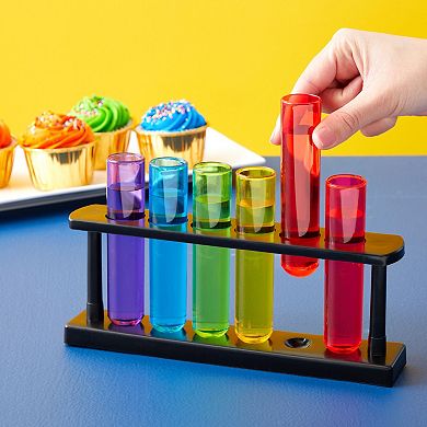 4 Pack Plastic Test Tubes With Rack For Parties, Plant Propagation, 1.5oz